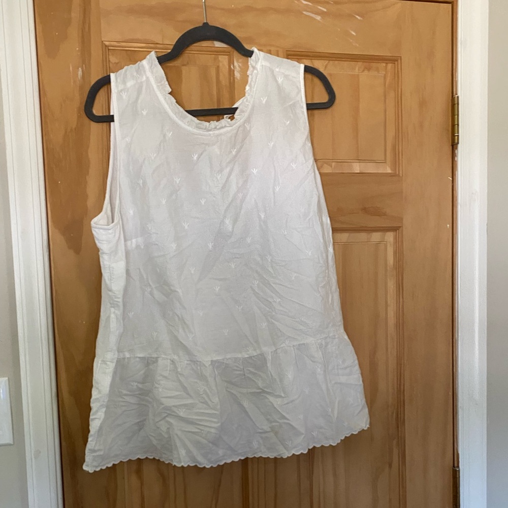 LOFT white embroidered tie-back tank